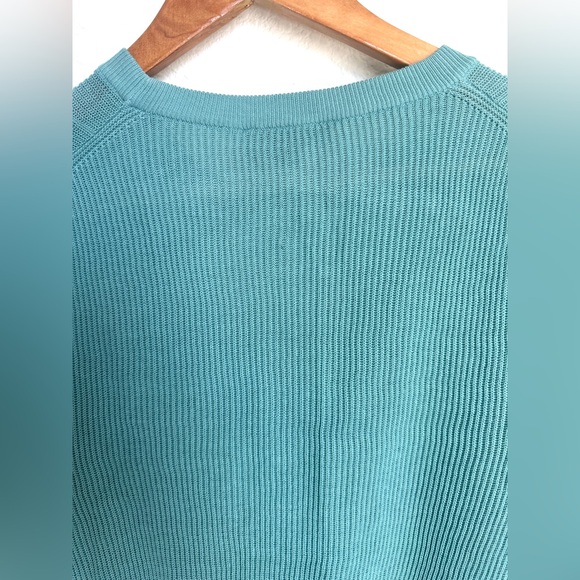 NWT Canali Cable Knit Crewneck Sweater Men’s size 46 Small Turquoise - Picture 10 of 14
